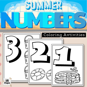 Summer numbers to coloring book worksheets for pre