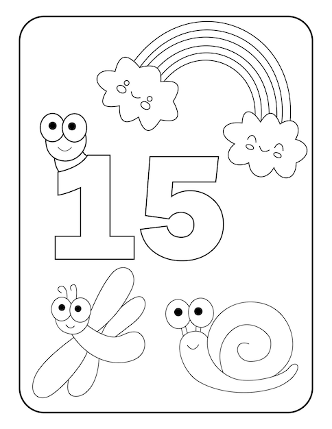 Premium vector number coloring pages with cute insects for kids