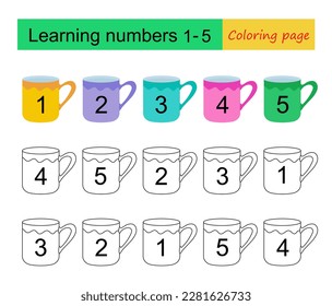 Learning numbers coloring page educational stock vector royalty free