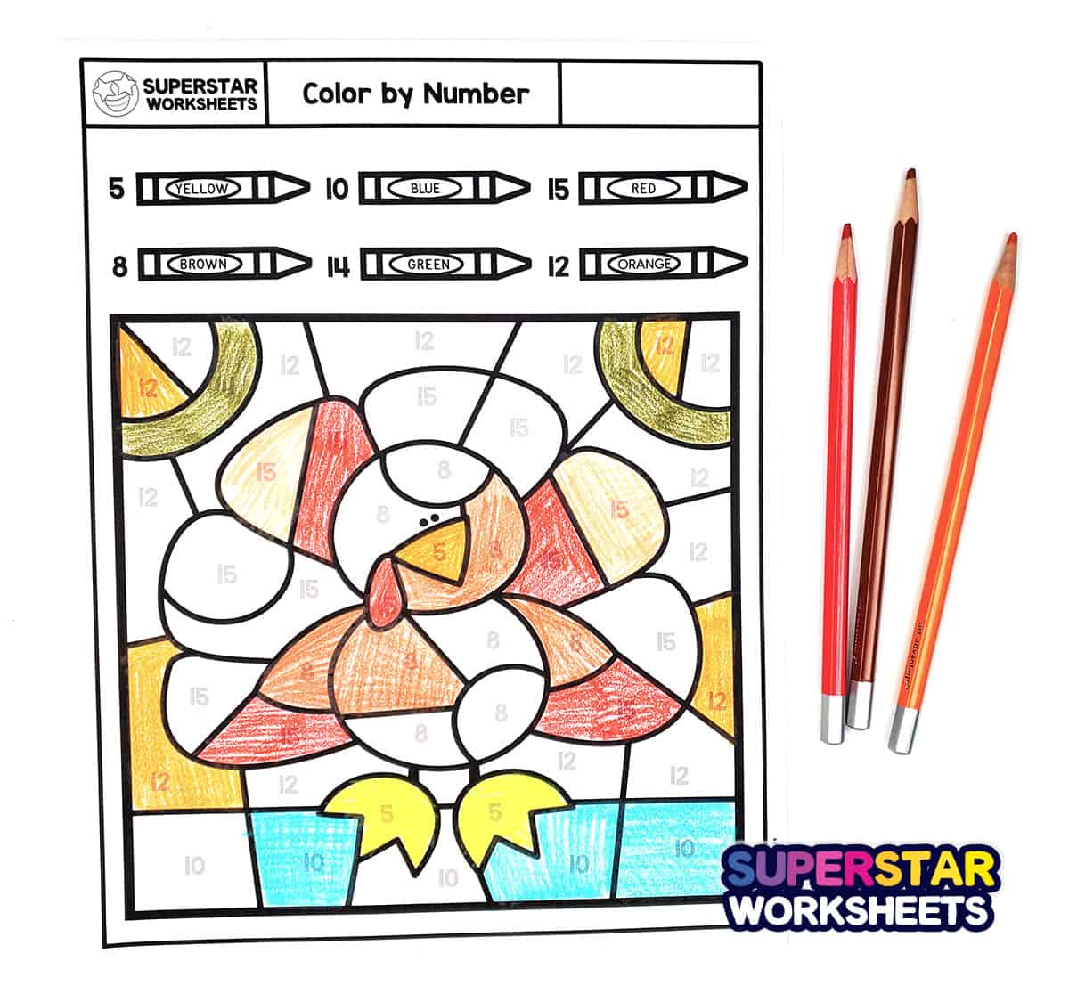 Thanksgiving color by number