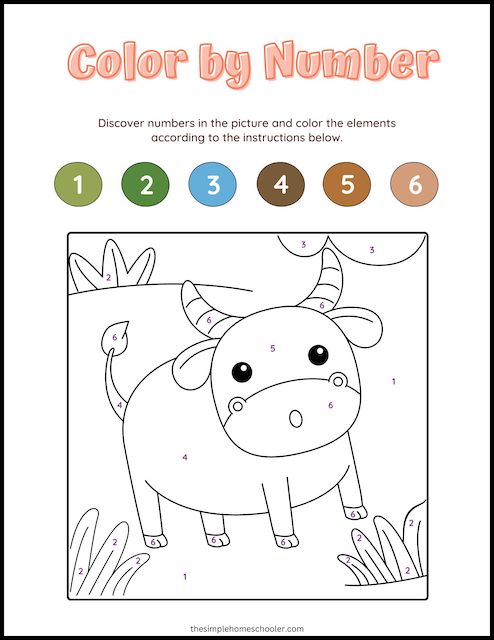 Easy color by number worksheets for kindergarten free easy print