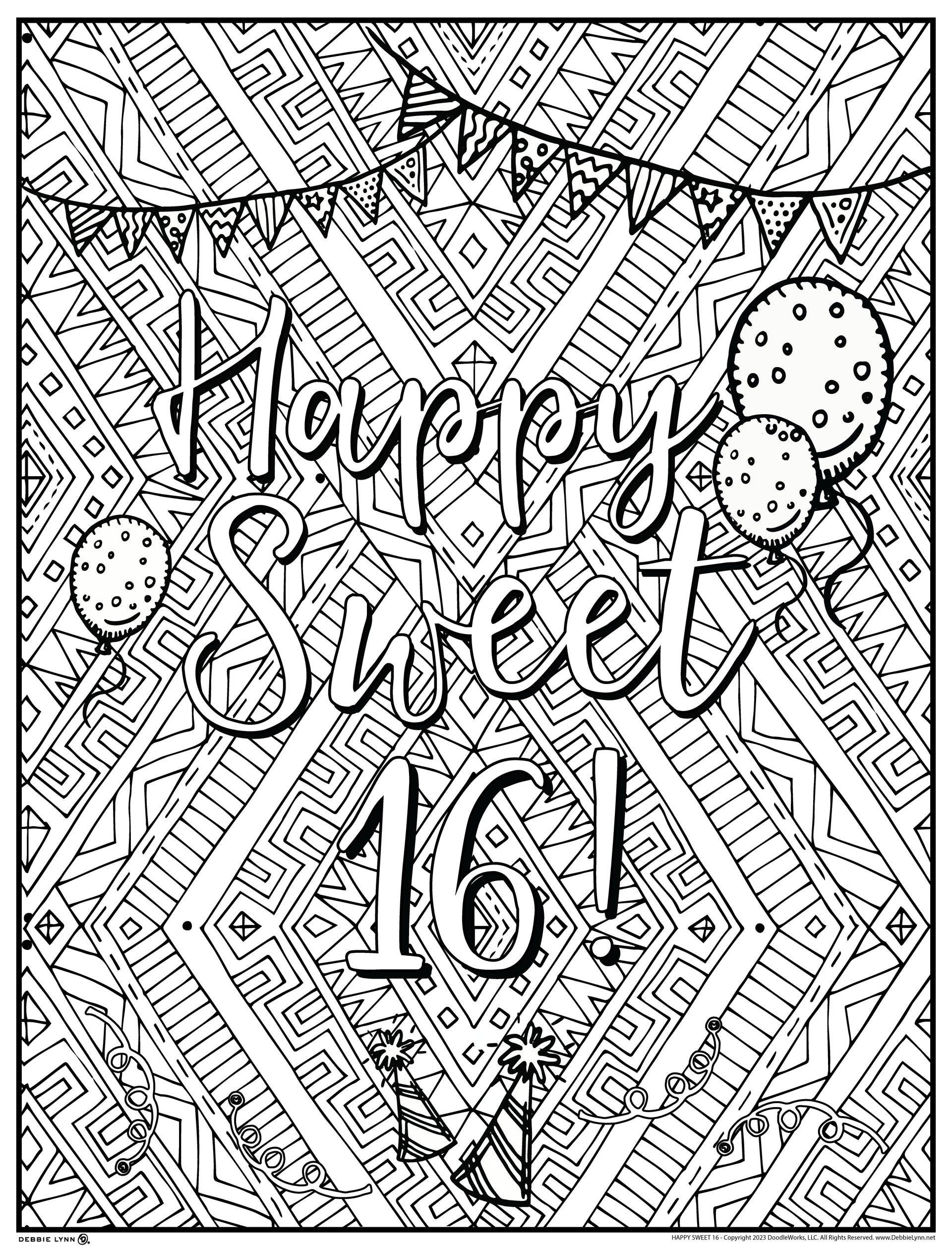 Happy sweet birthday personalized giant coloring poster â debbie lynn