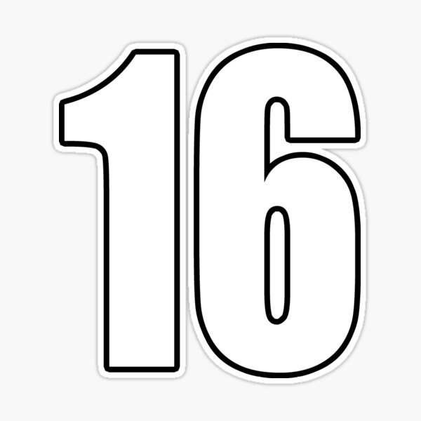 Number number back number sixteen soccer handball sticker by geogdesigns