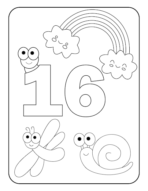 Premium vector number coloring pages with cute insects for kids