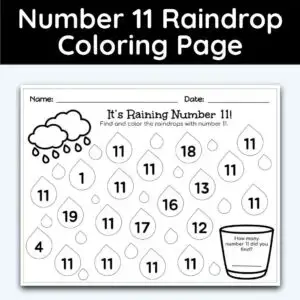 Number raindrop coloring page