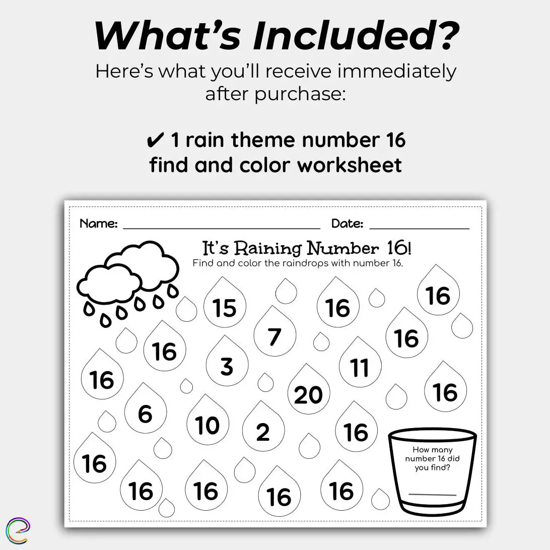 Number raindrop coloring page