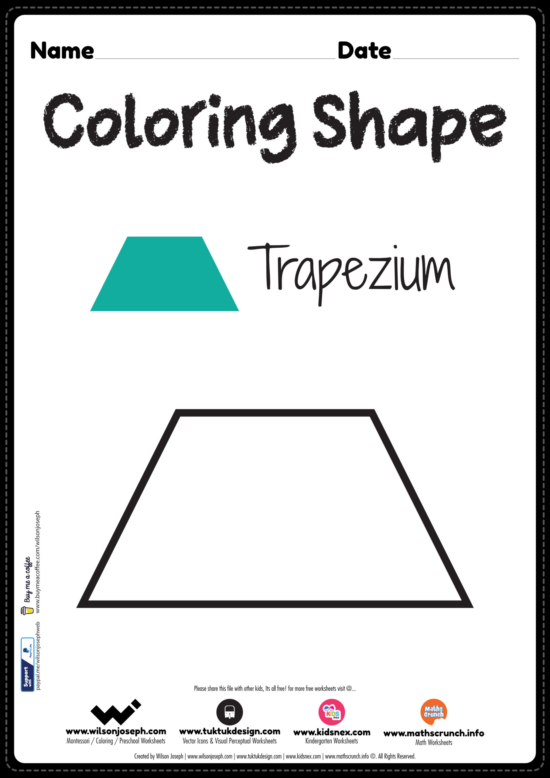 Trapezium trapezoid coloring page
