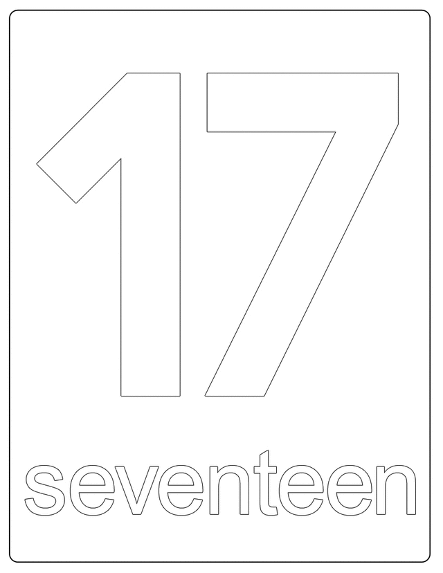 Number seventeen coloring pages coloring pages printable numbers learning numbers numbers