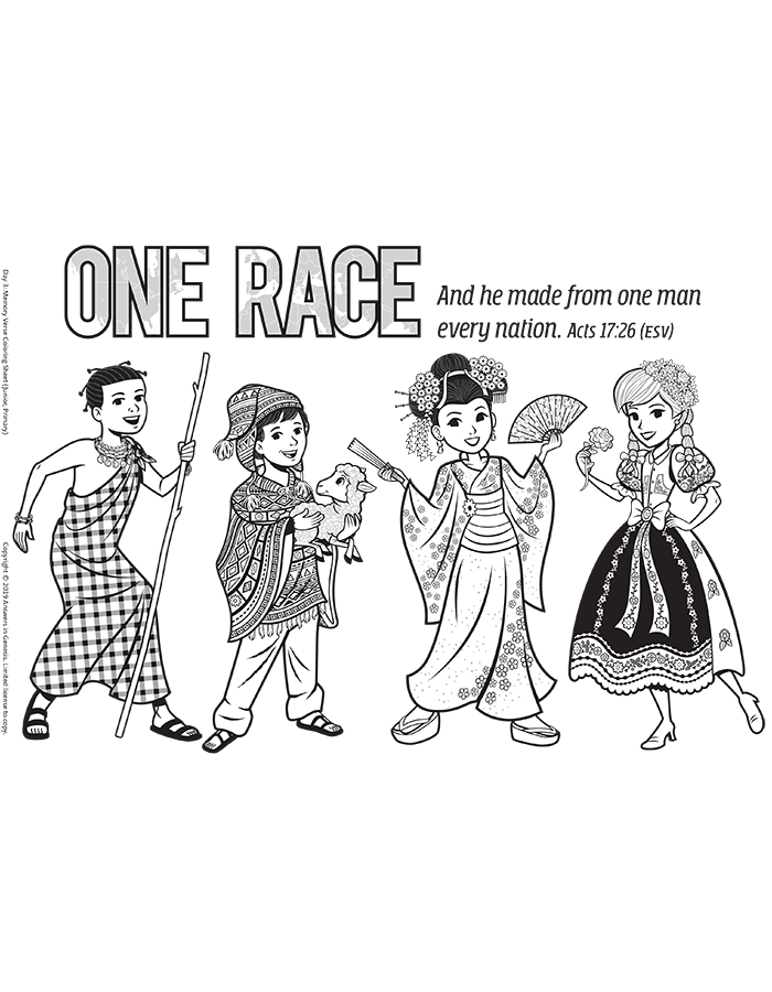 Acts one race kids coloring activity kids answers