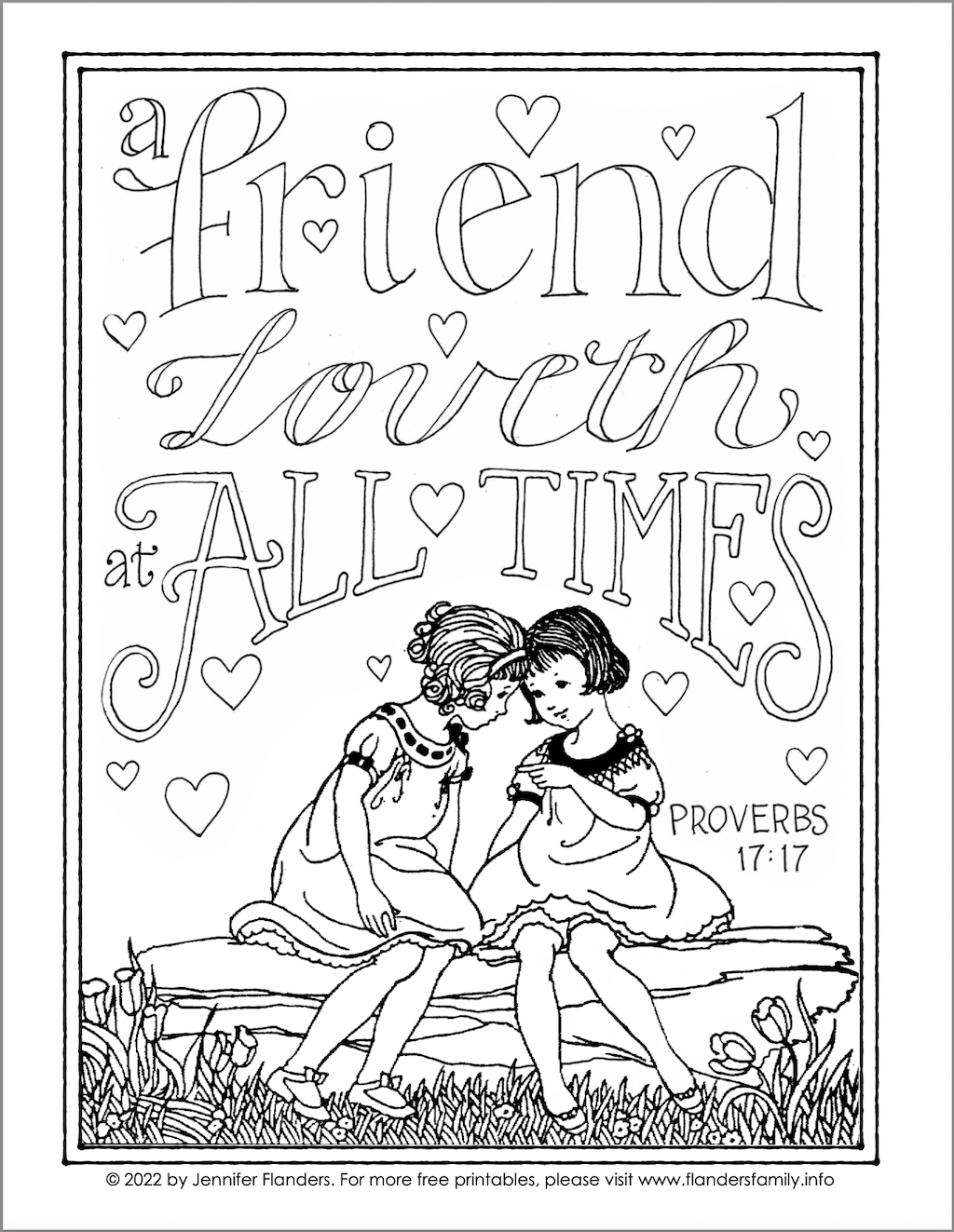 A friend loveth at all times coloring page