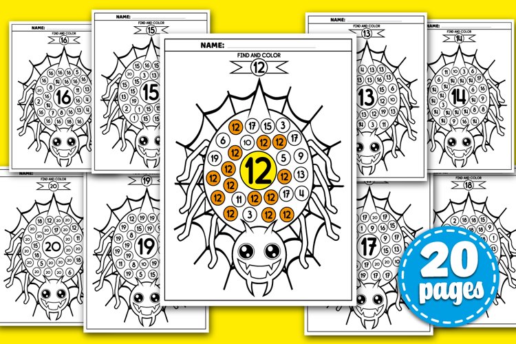 Spider number recognition worksheets