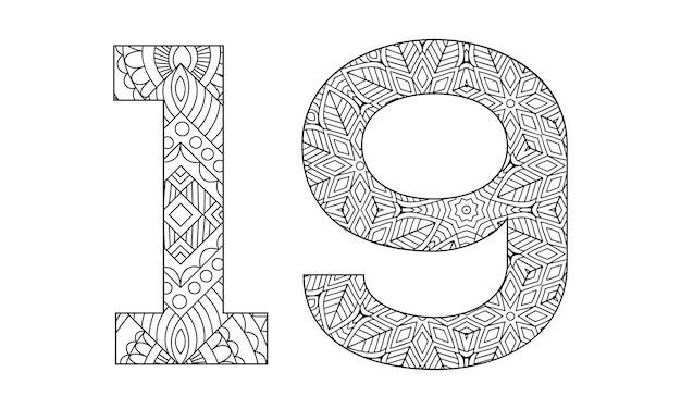 Premium vector mandala number coloring page for kids