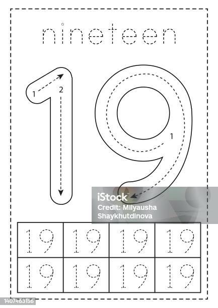 Tracing number five preschool worksheet black and white stock illustration