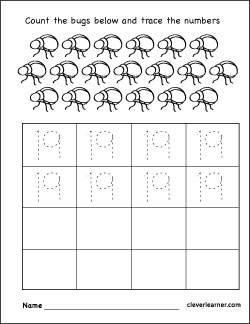 Number writing counting and identification printable worksheets for children