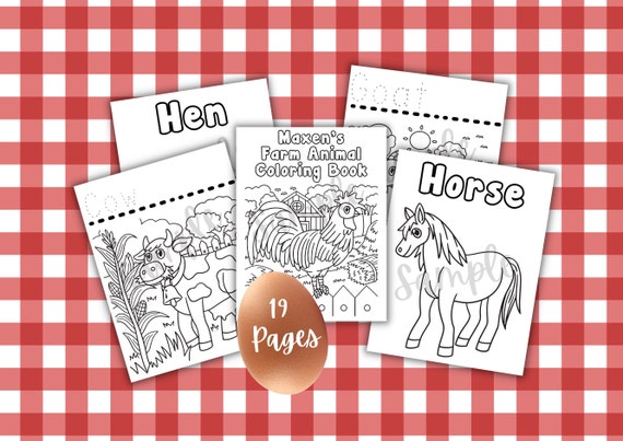 Set of customizable farm theme coloring pages educational worksheets preschool homeschool kindergarten animal coloring pages