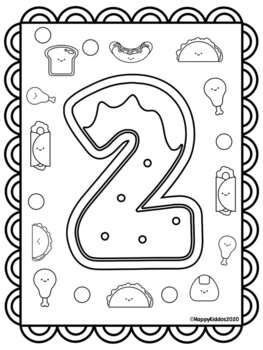 Number cookies coloring book pages for kids by happy coloring book