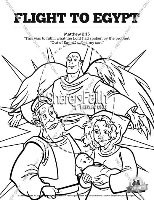 Matthew flight to egypt sunday school coloring pages â