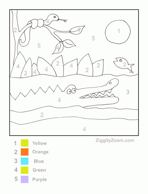 Color by number alligator worksheet