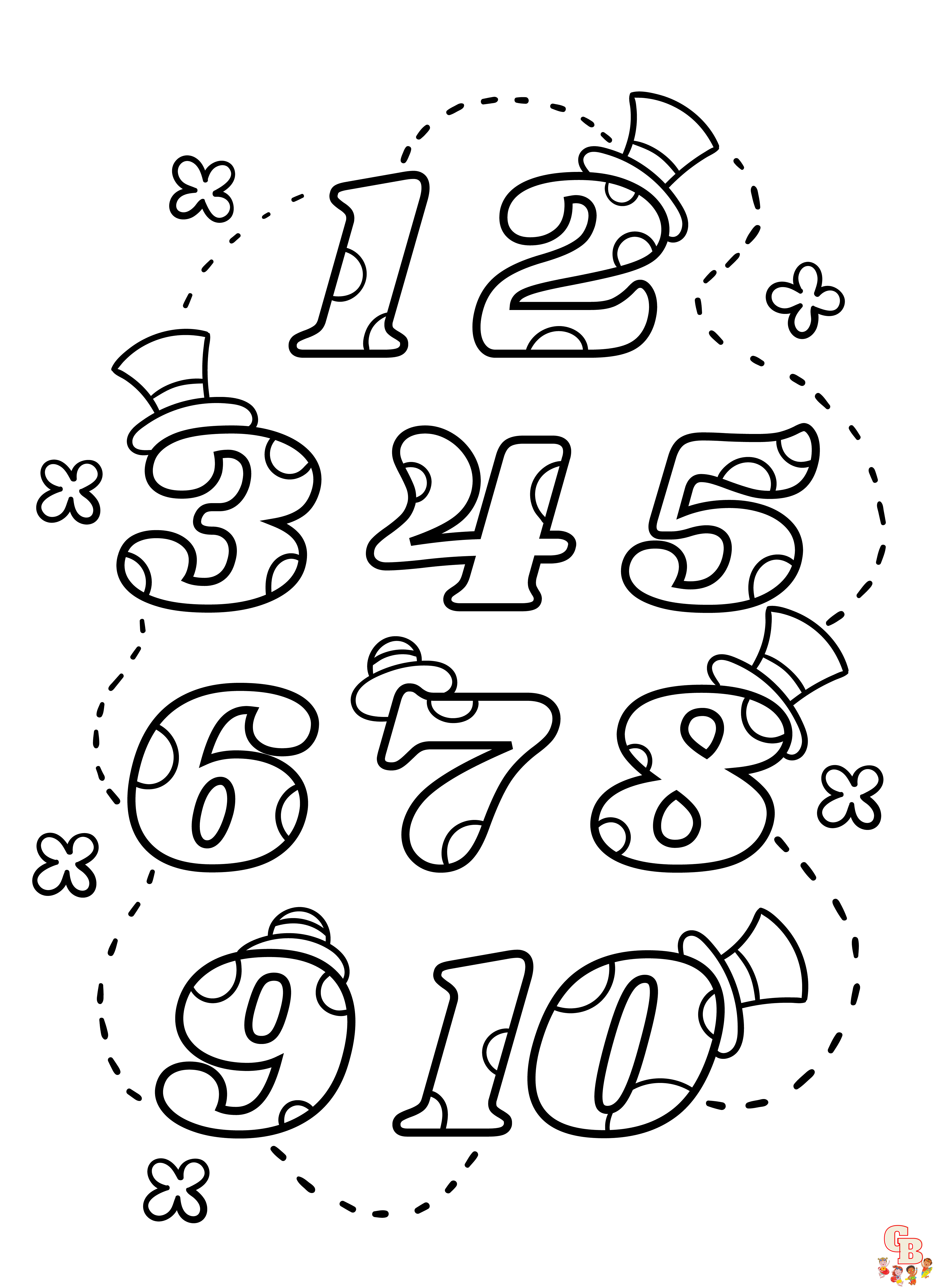 Printable number coloring pages free for kids and adults