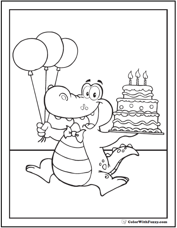 Birthday cake coloring pages â customizable ad