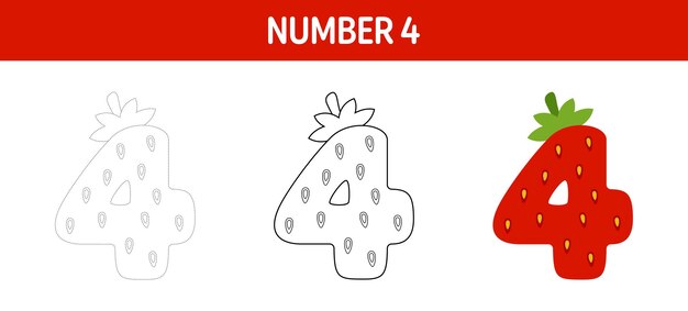 Premium vector number tracing and coloring worksheet for kids