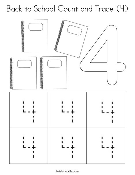 Back to school count and trace coloring page