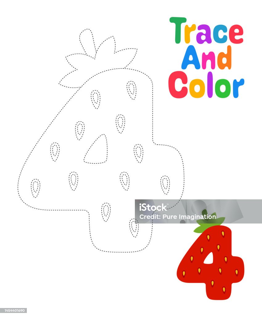 Number tracing worksheet for kids stock illustration