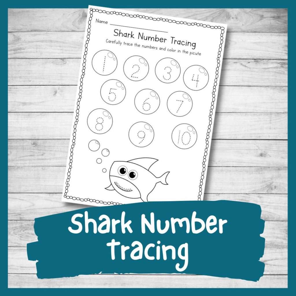 Practice number formation with this shark number tracing worksheet