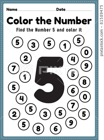 Preschool math worksheet number coloring