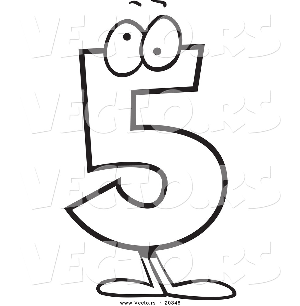 R of a cartoon number five character