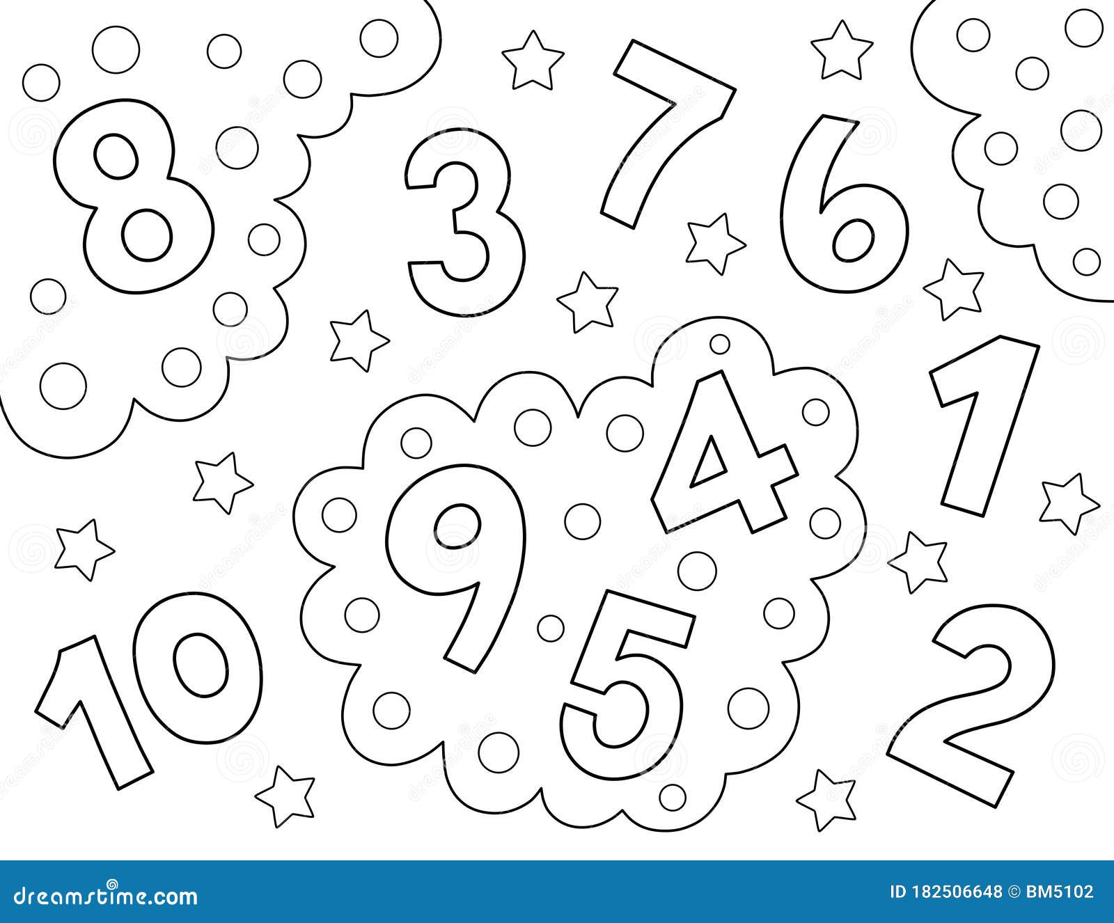 Coloring page with numbers to black outlines stock illustration