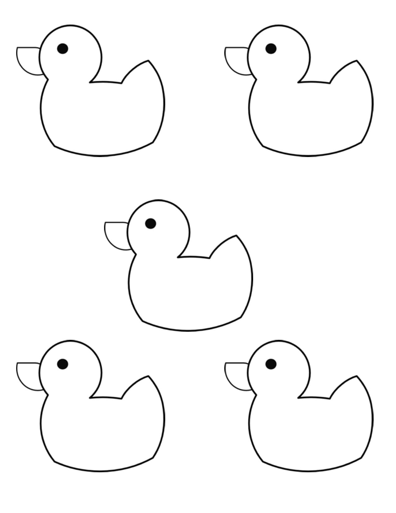 Simple five little ducks coloring page