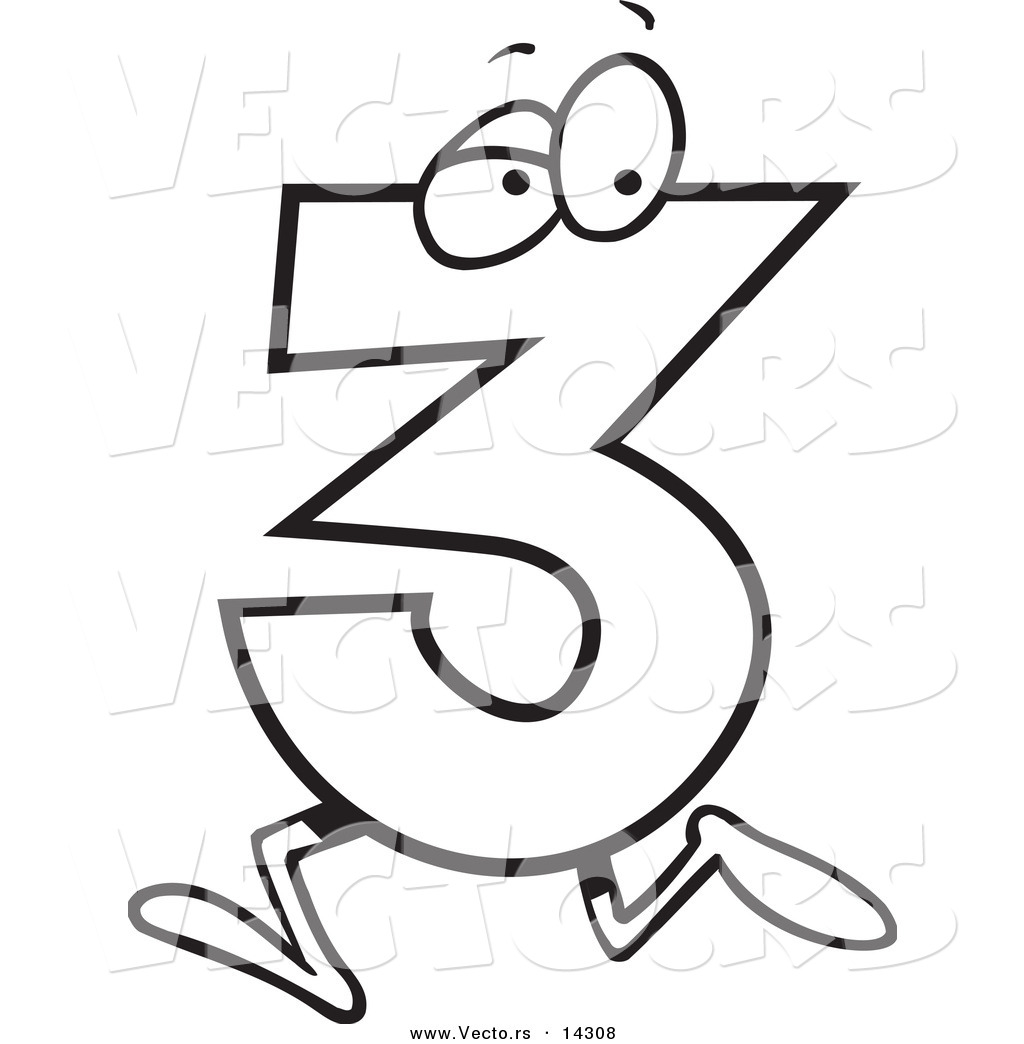 R of a cartoon running number three