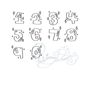 Set of alphabet and number cute clipart outline for kids coloring page