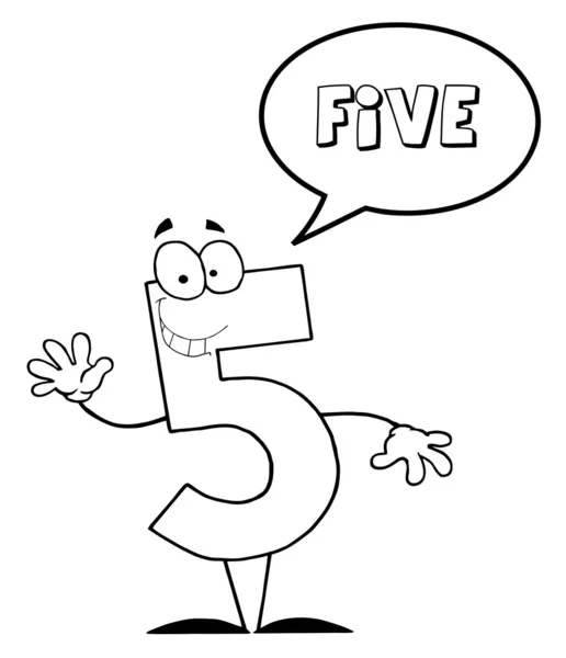 Coloring page outline number five character saying five stock photo by hittoon