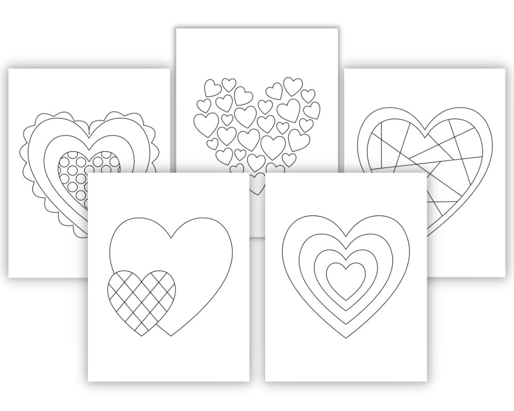 Free printable heart colouring pages for kids adults