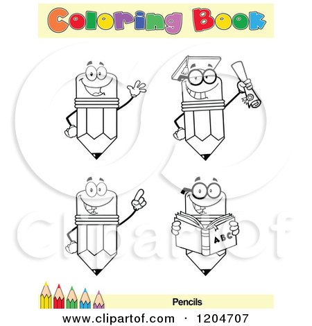 Cartoon of a coloring book page with pencil outlines text and a colored pencil border