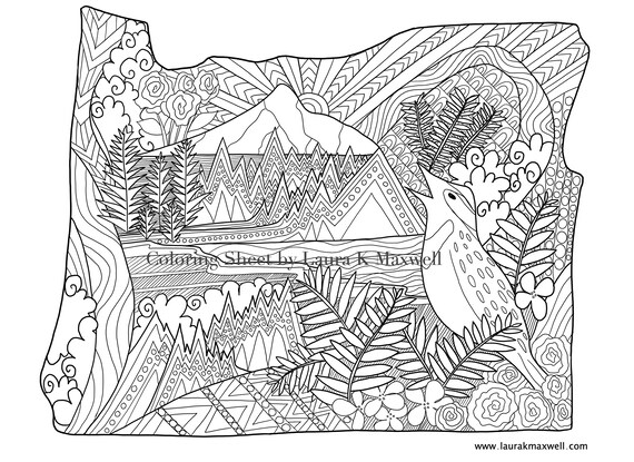 Oregon coloring sheet for adults and kids x oregon coloring page oregon map instant download printable activity