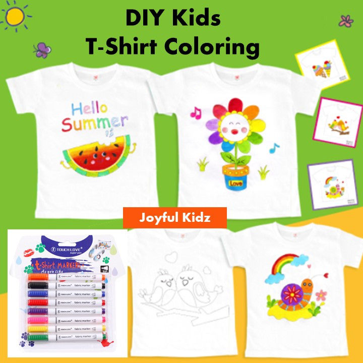 Kids diy cute cartoon white short