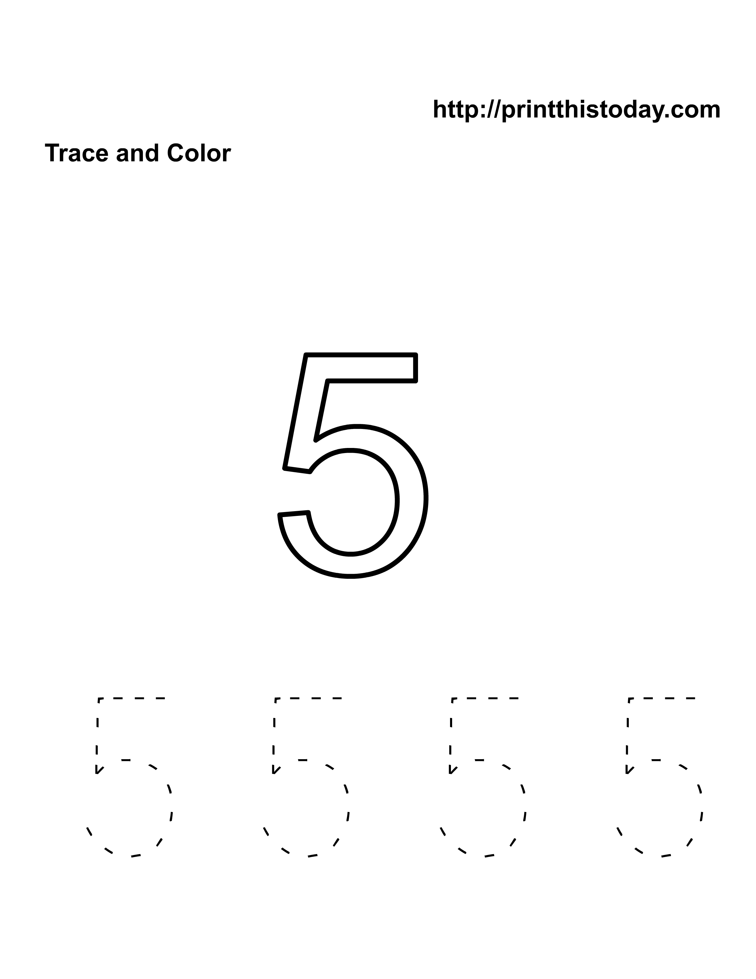 Free kindergarten math worksheets number five