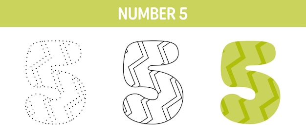 Premium vector number tracing and coloring worksheet for kids