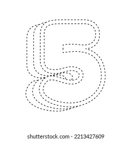 Number tracing worksheet kids stock vector royalty free