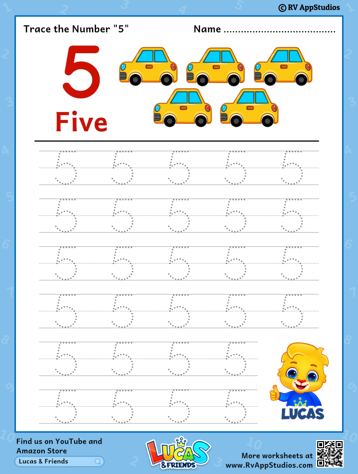 Trace number worksheet for free for kids