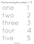 Practice writing the numbers