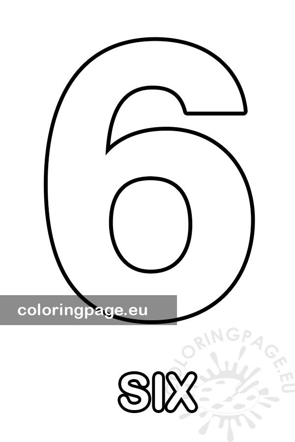 Number six outline coloring page