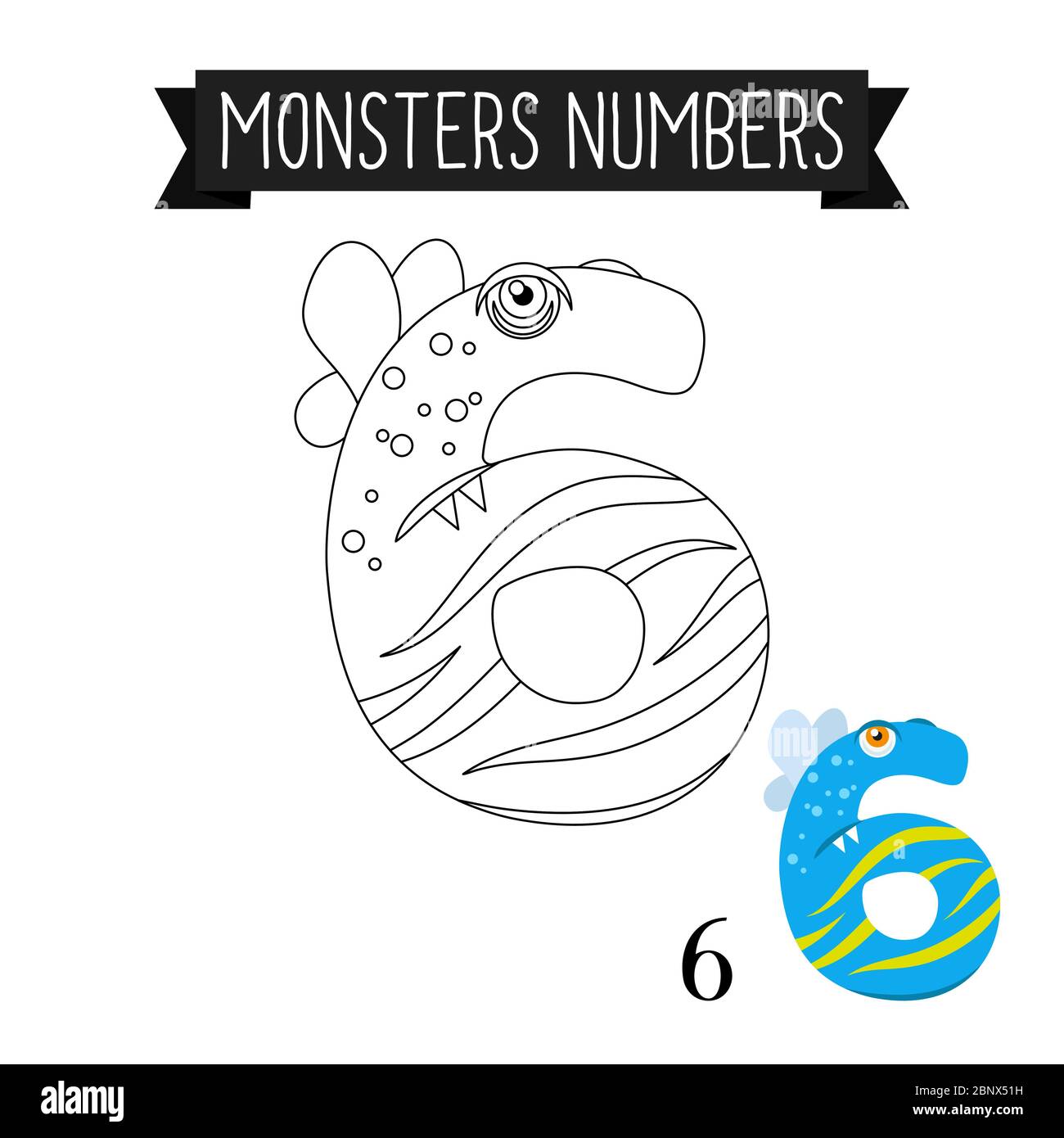 Coloring page monsters numbers for kids number vector illustration stock vector image art