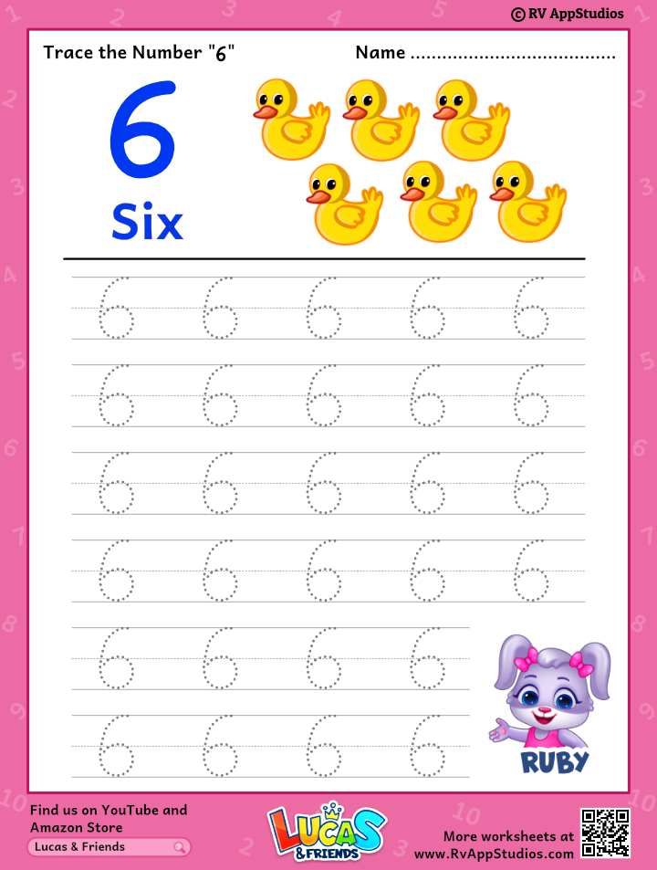 Trace number worksheet for free for kids