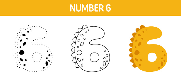 Number tracing and coloring worksheet for kids stock illustration