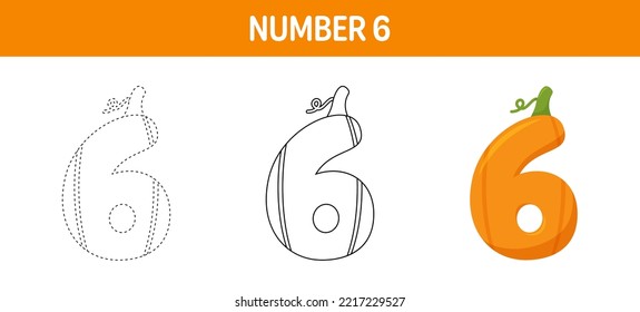 Number pumpkin tracing coloring worksheet stock vector royalty free