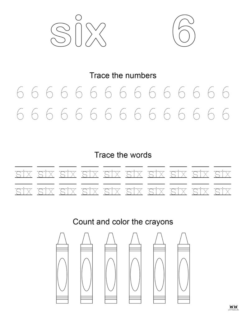 Number tracing worksheets